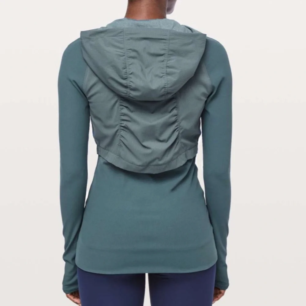 Lululemon Dance Studio Jacket Rib Sleeve Reversible Petrol Blue 10 Hoodie